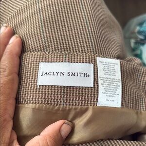 Jaclyn Smith Tan Checkered Blazer